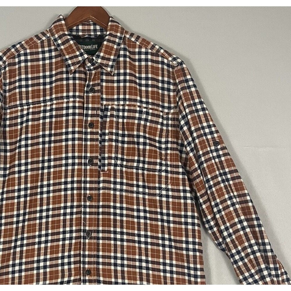 Outdoor Life‎ Men's Medium Performance Flannel Shirt Moisture Wicking Quick Dry